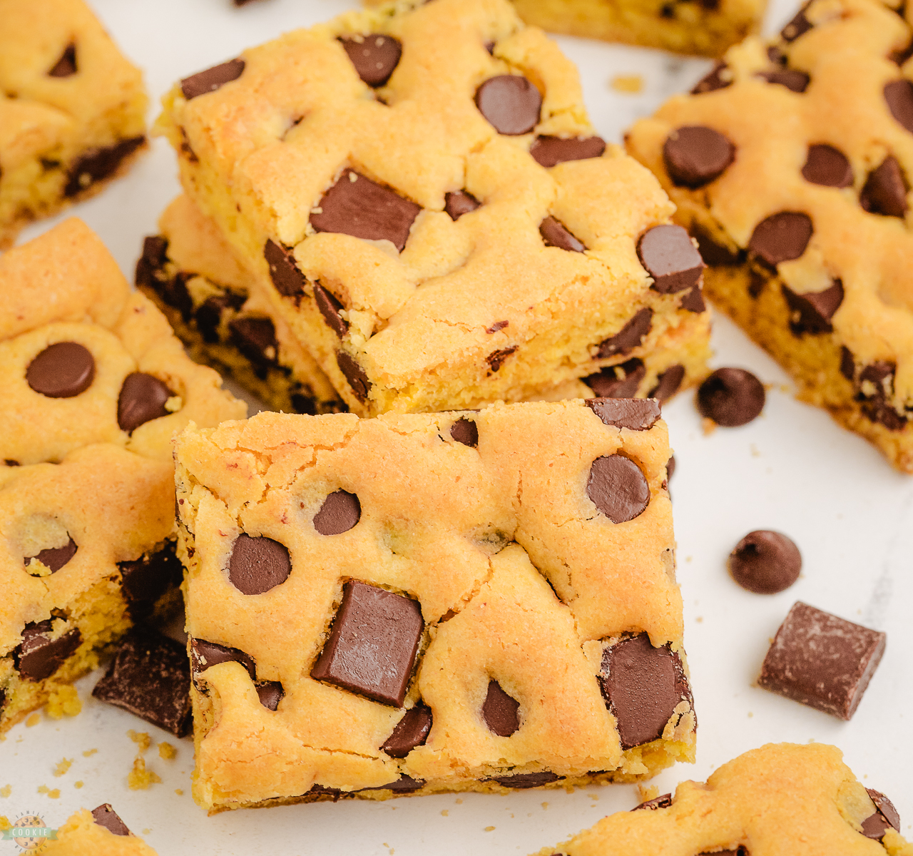 cake mix cookie bars cut into squares