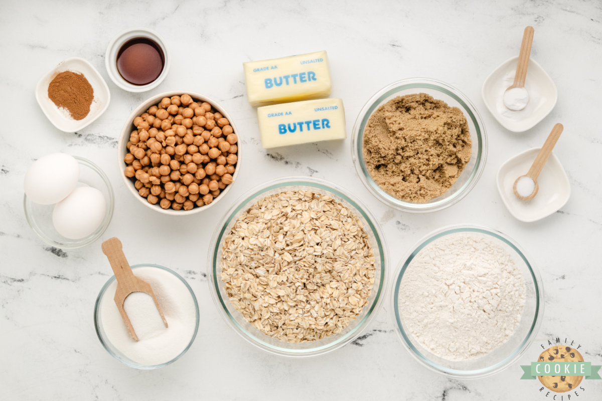 Ingredients in Caramel Oatmeal Cookies.