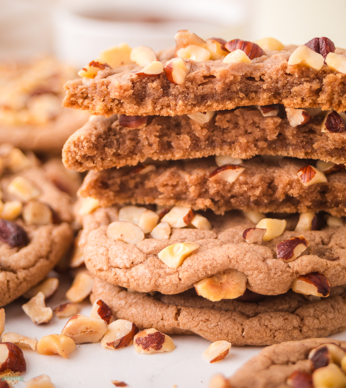 nutella hazelnut cookies in half