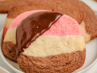 chocolate dipped neapolitan cookies
