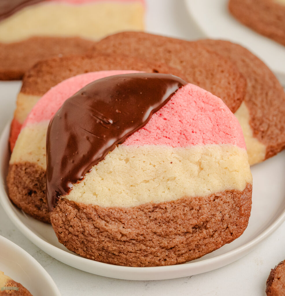 chocolate dipped neapolitan cookies