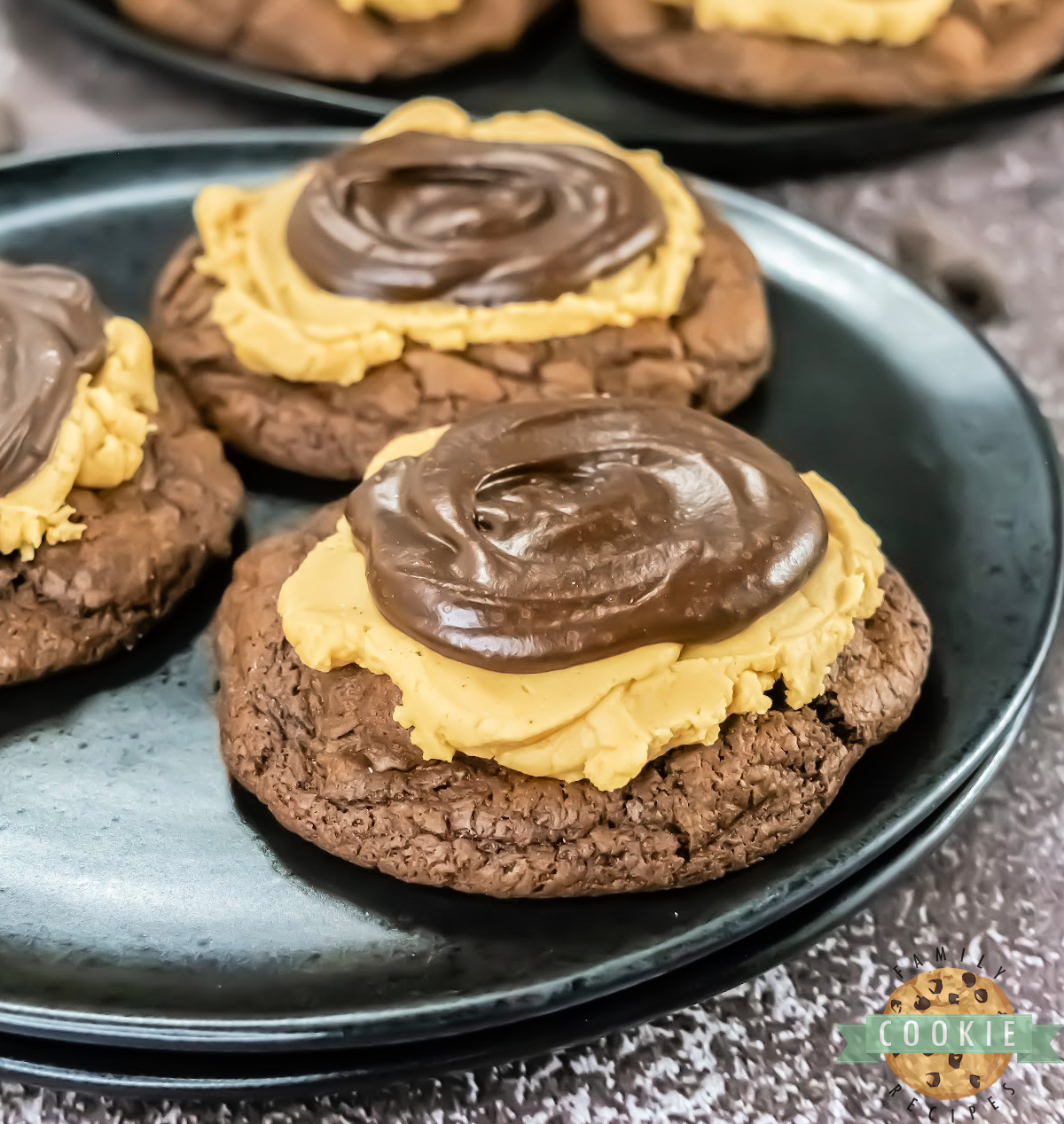 Crumbl Copycat Buckeye Brownie Cookies are rich, decadent, triple-layered cookies inspired by the classic peanut butter buckeye candy.