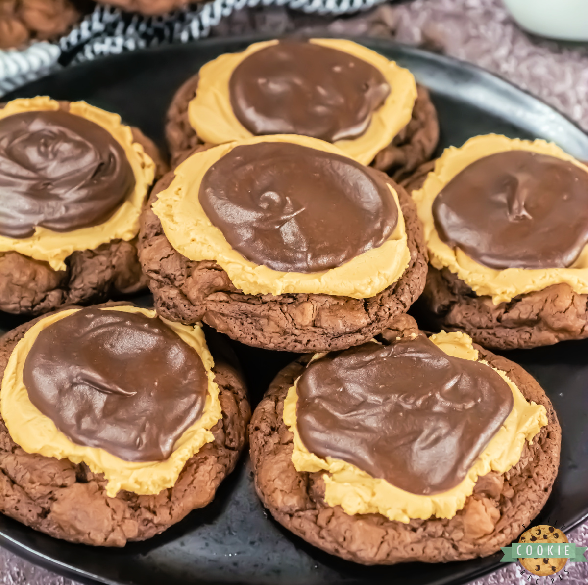 Crumbl Copycat Buckeye Brownie Cookies are rich, decadent, triple-layered cookies inspired by the classic peanut butter buckeye candy.