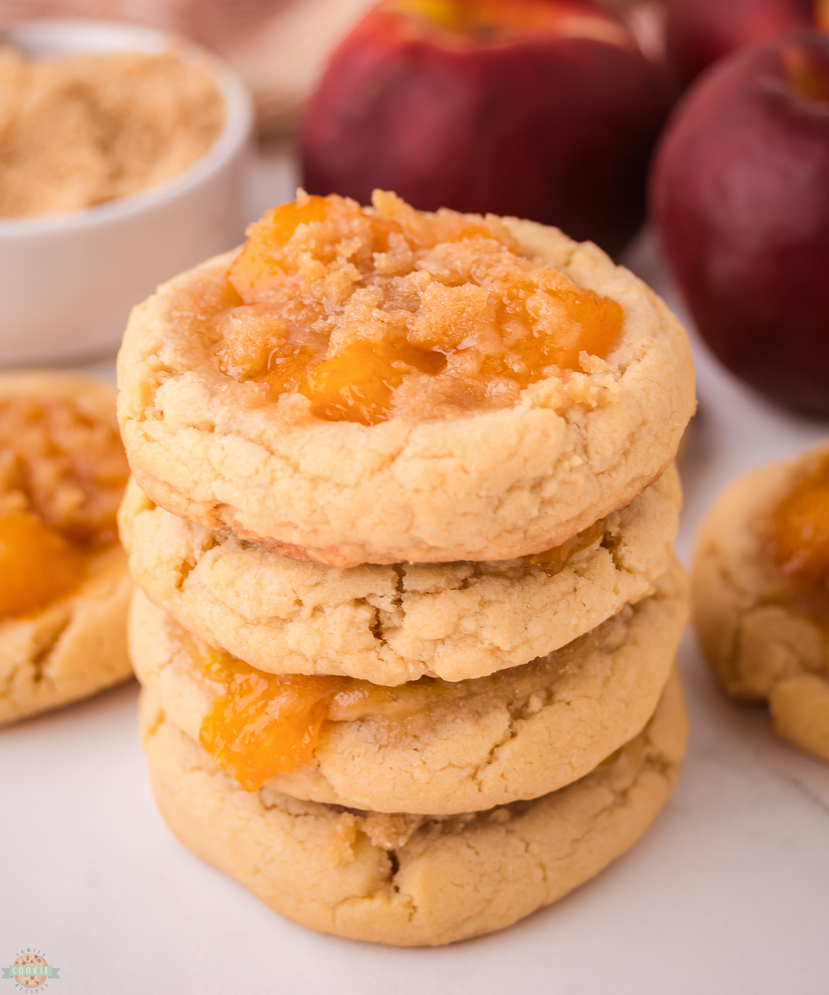 stack of peach cobbler cookies