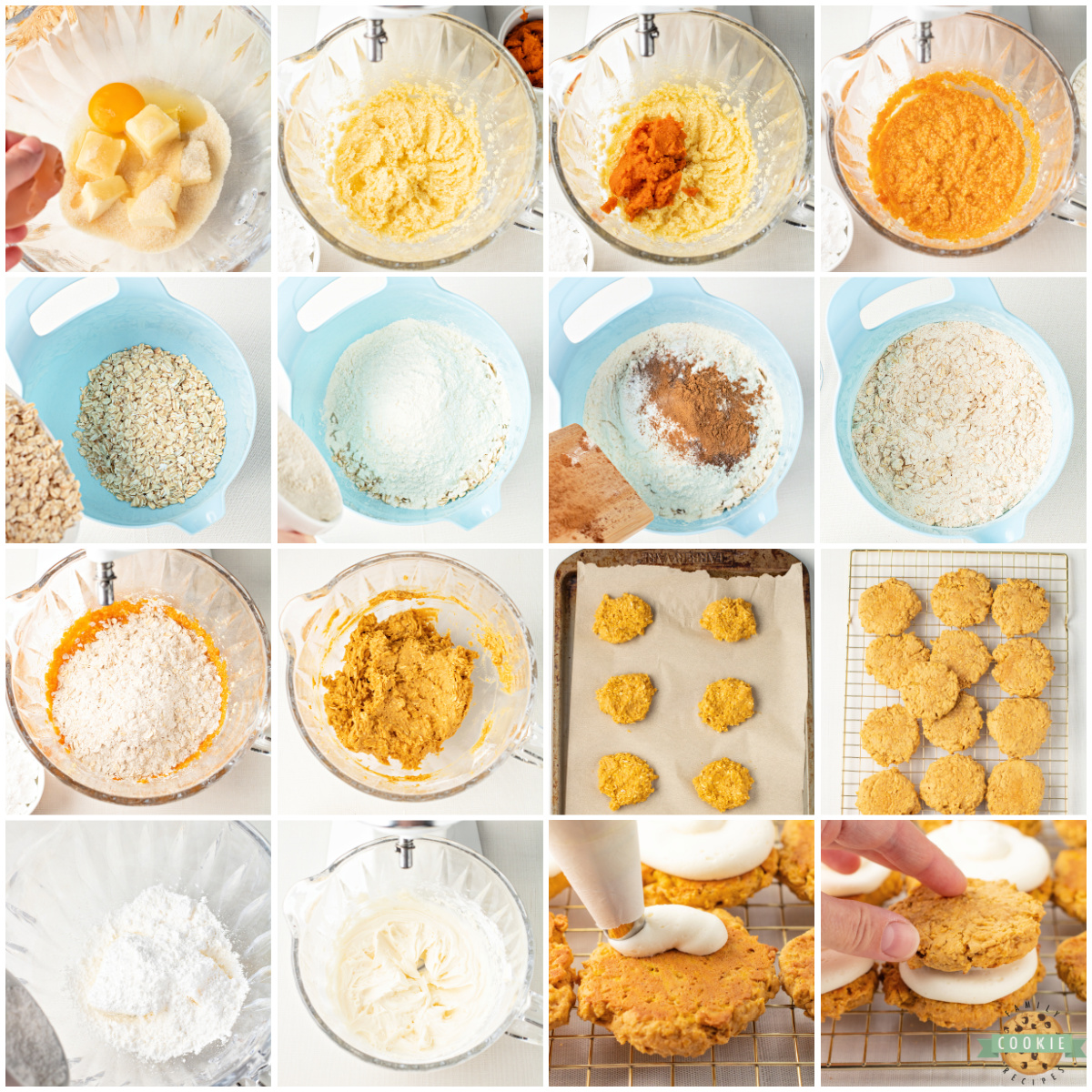 Step by step instructions on how to make Pumpkin Oatmeal Cream Pies.