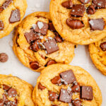 browned butter chocolate chip cookies with a banana