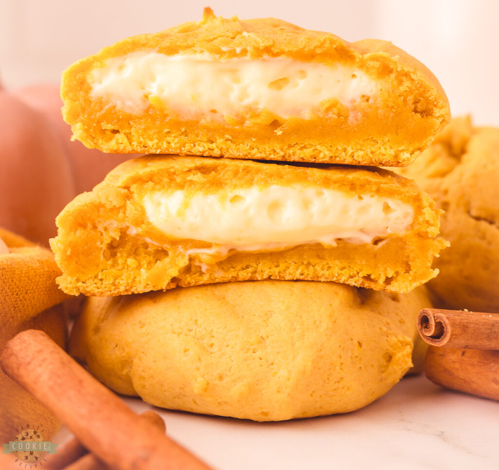 pumpkin cookies stuffed with cheesecake