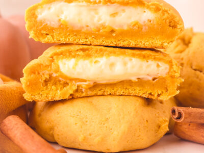pumpkin cookies stuffed with cheesecake