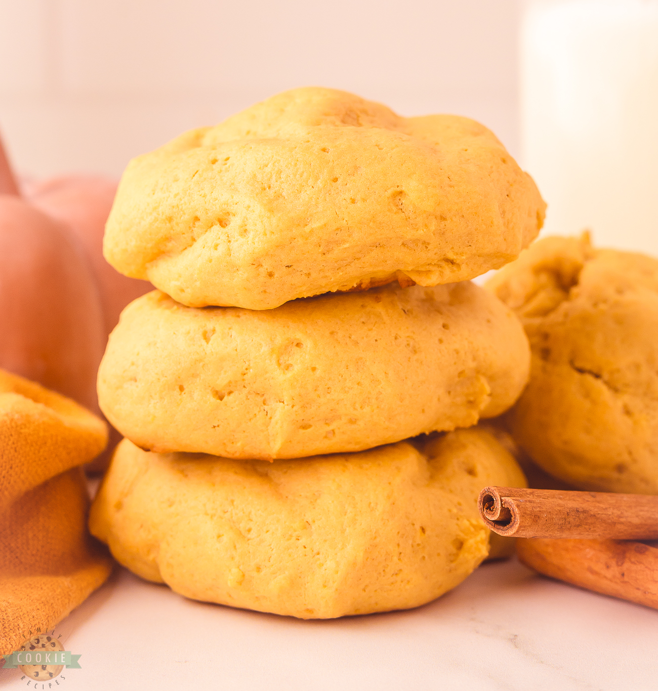 soft pillowy pumpkin cookies with cheesecake filling