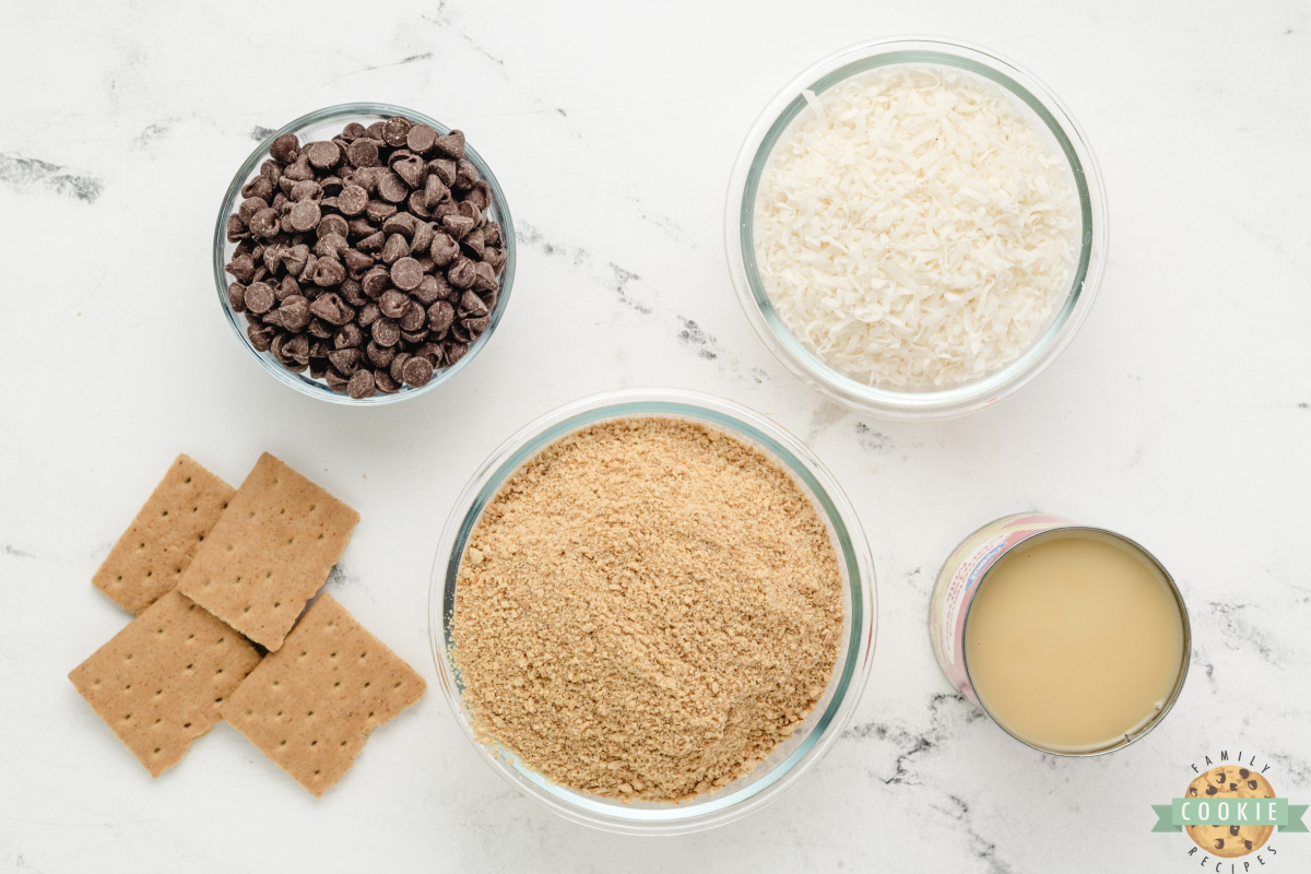 Ingredients in Graham Cracker Coconut Cookies. 