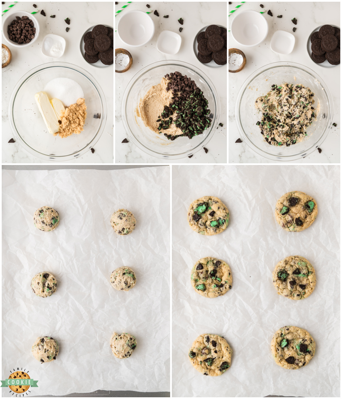 adding mint oreos to chocolate chip cookies