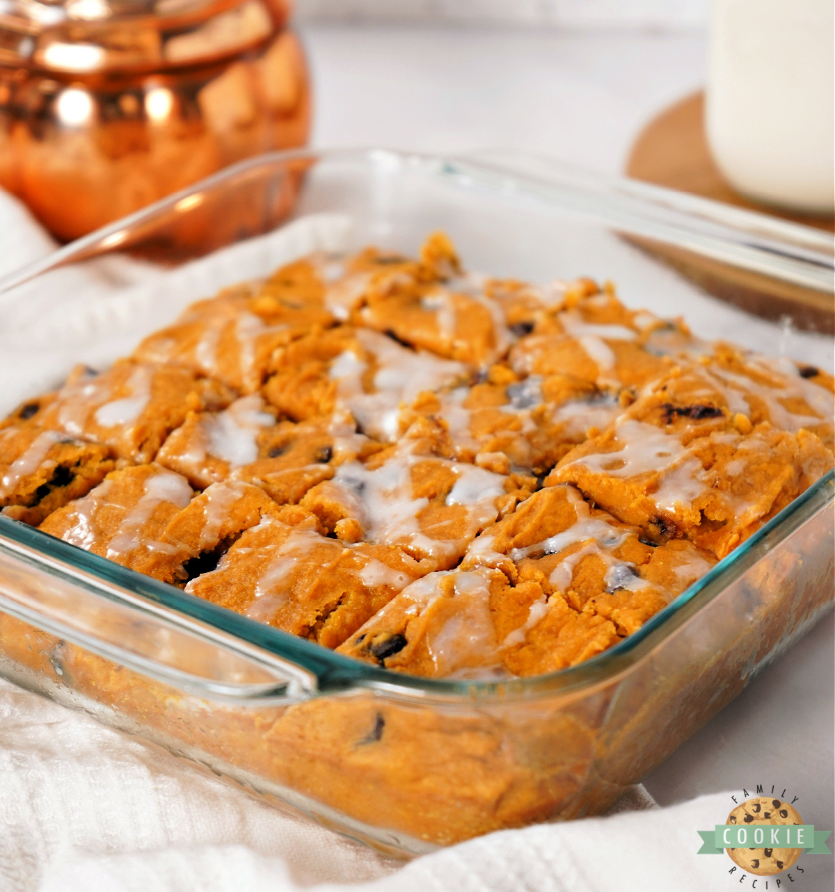 Pumpkin Chocolate Chip Cookie Bars are soft, chewy, and full of cozy fall flavor. An easy 4-ingredient pumpkin dessert ready in 30 minutes!