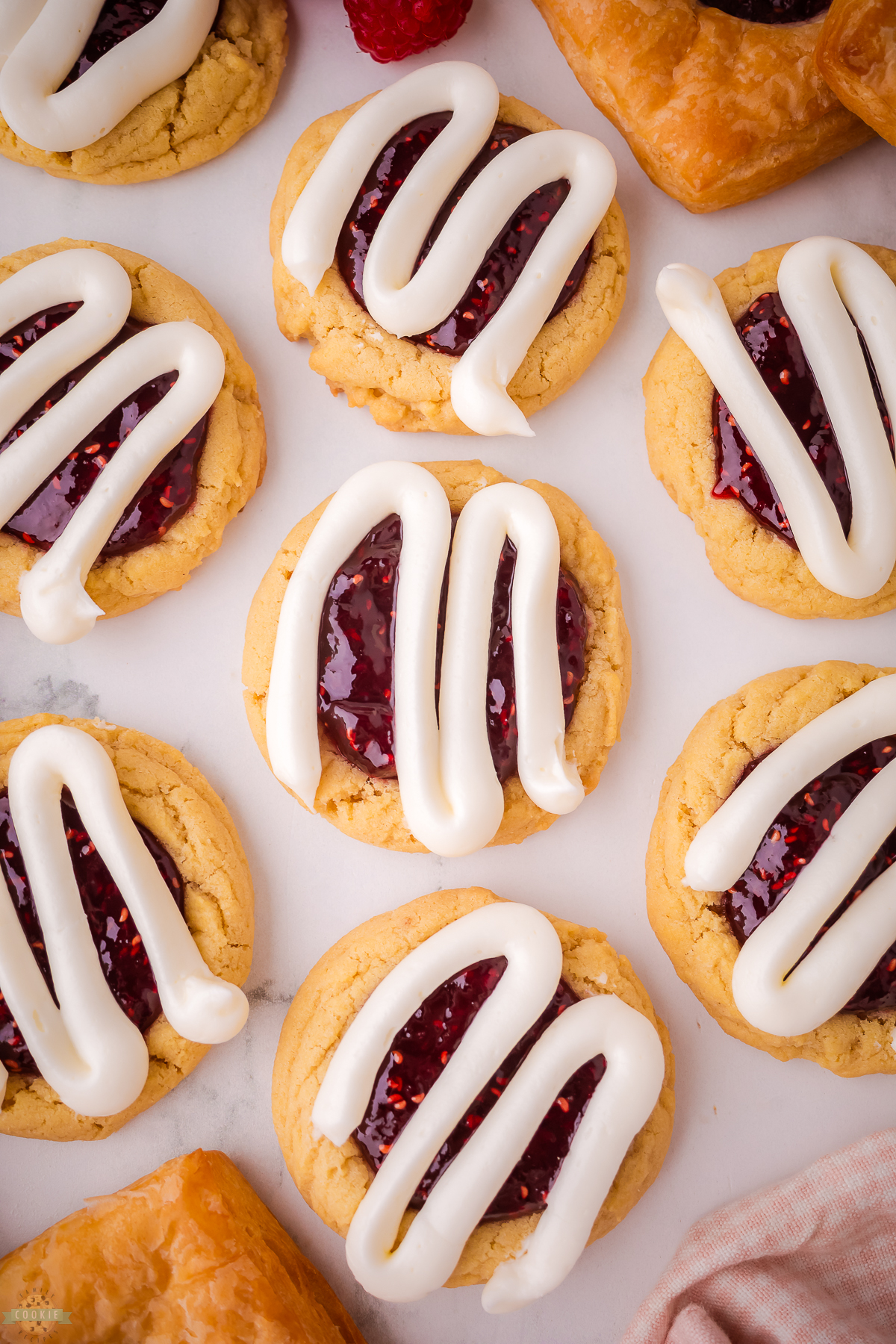 raspberry danish cookies on a tray