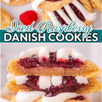 Raspberry Danish Cookies are soft, buttery sugar cookies topped with raspberry jam and thick lines of cream cheese frosting! Enjoy dessert for breakfast!