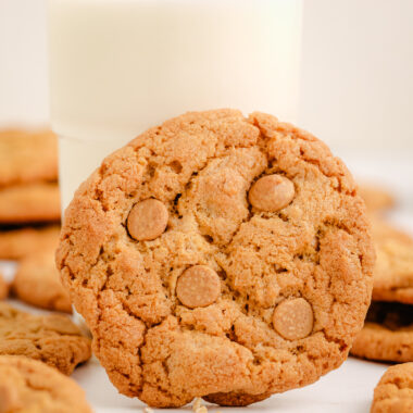 maple peanut butter cookies with a glass of milk