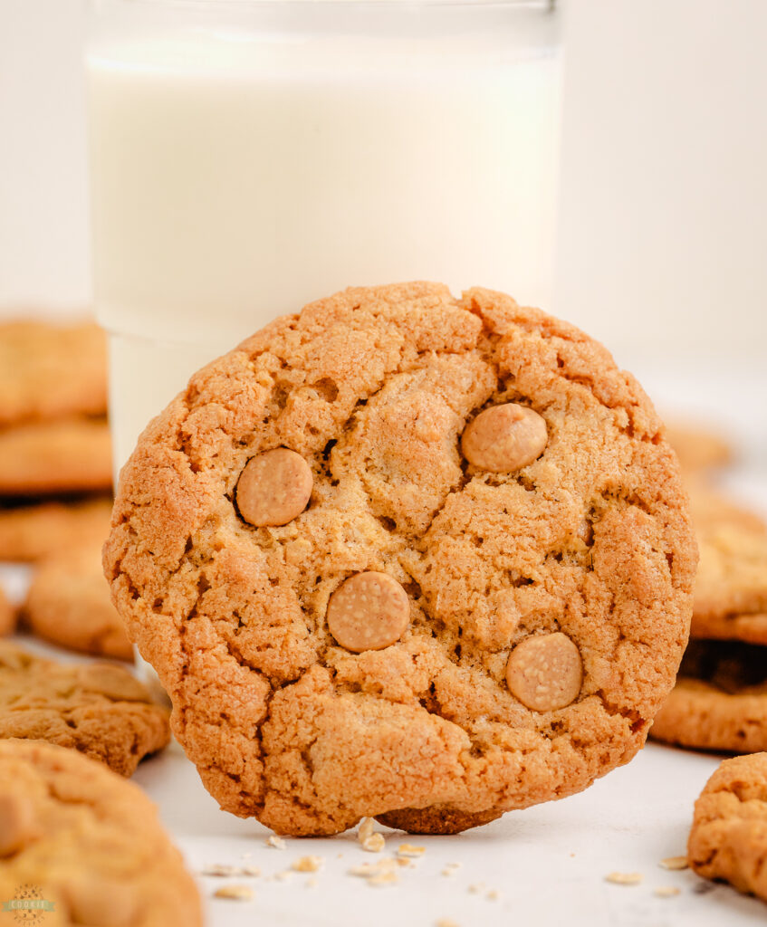 maple peanut butter cookies with a glass of milk