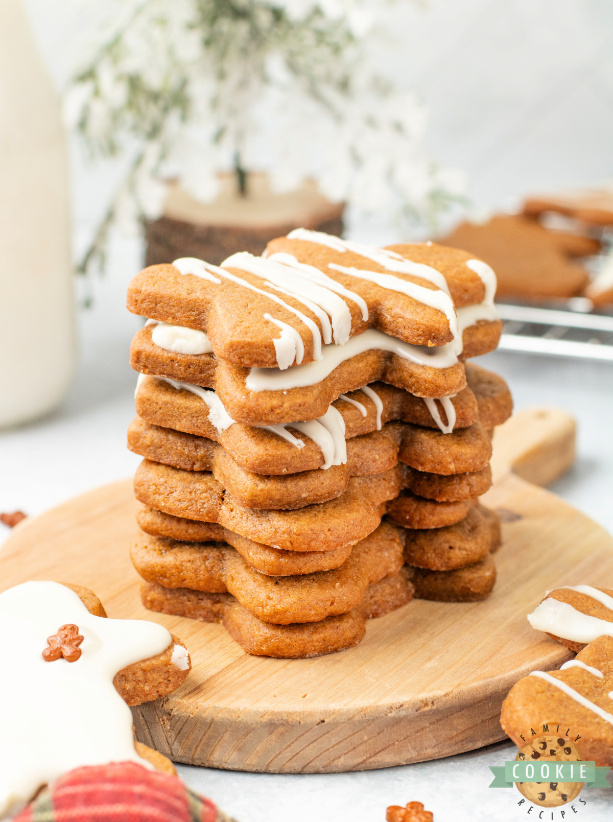 Stack of gingerbread cookies with maple icing. 