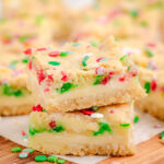 sugar cookie bars with a cheesecake filling