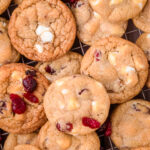 white chocolate cranberry cookies made with dried cranberries