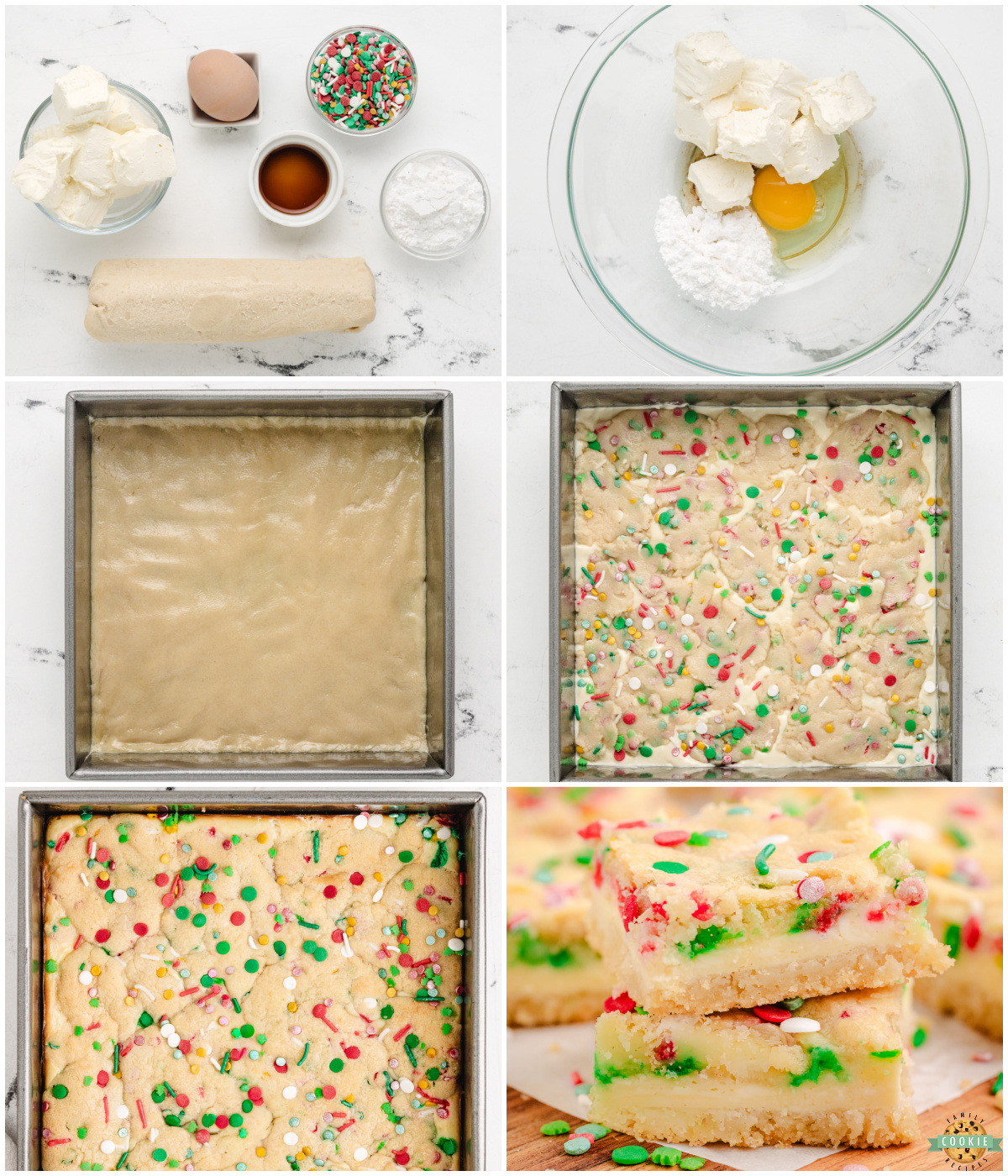 How to make sugar cookie bars with cheesecake filling for Christmas