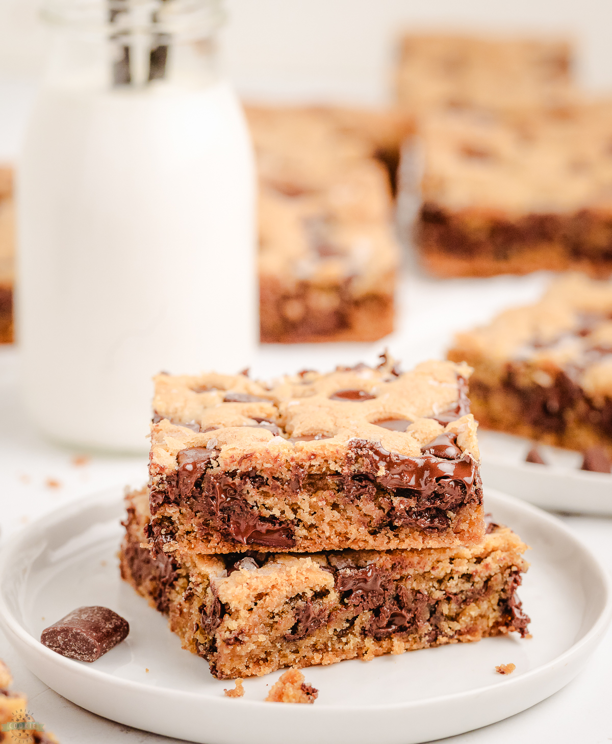 Nestle Toll House Cookie bars on a white plate