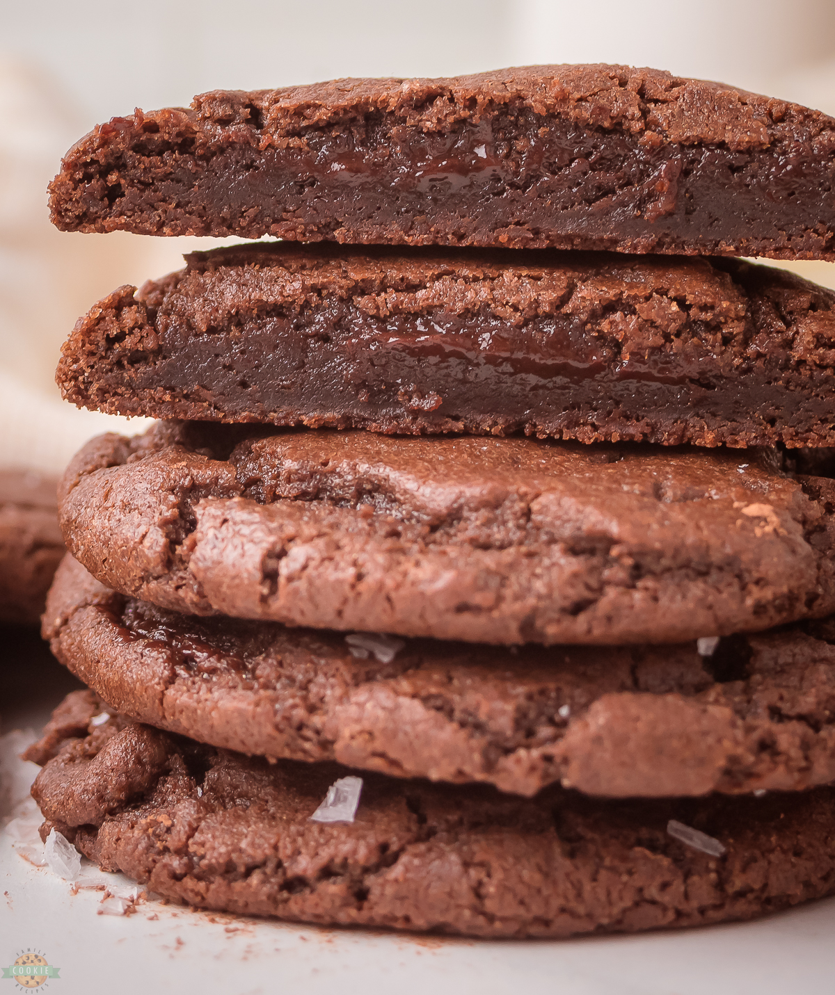 stack of chocolate lava cookies