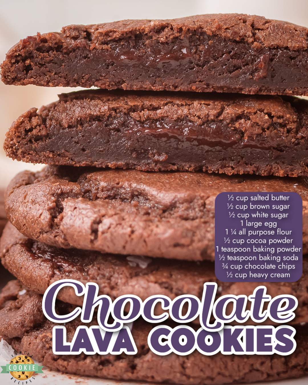 Chocolate Lava Cookies made with a buttery chocolate cookie dough stuffed with smooth chocolate ganache, which is the lava in these decadent chocolate treats!