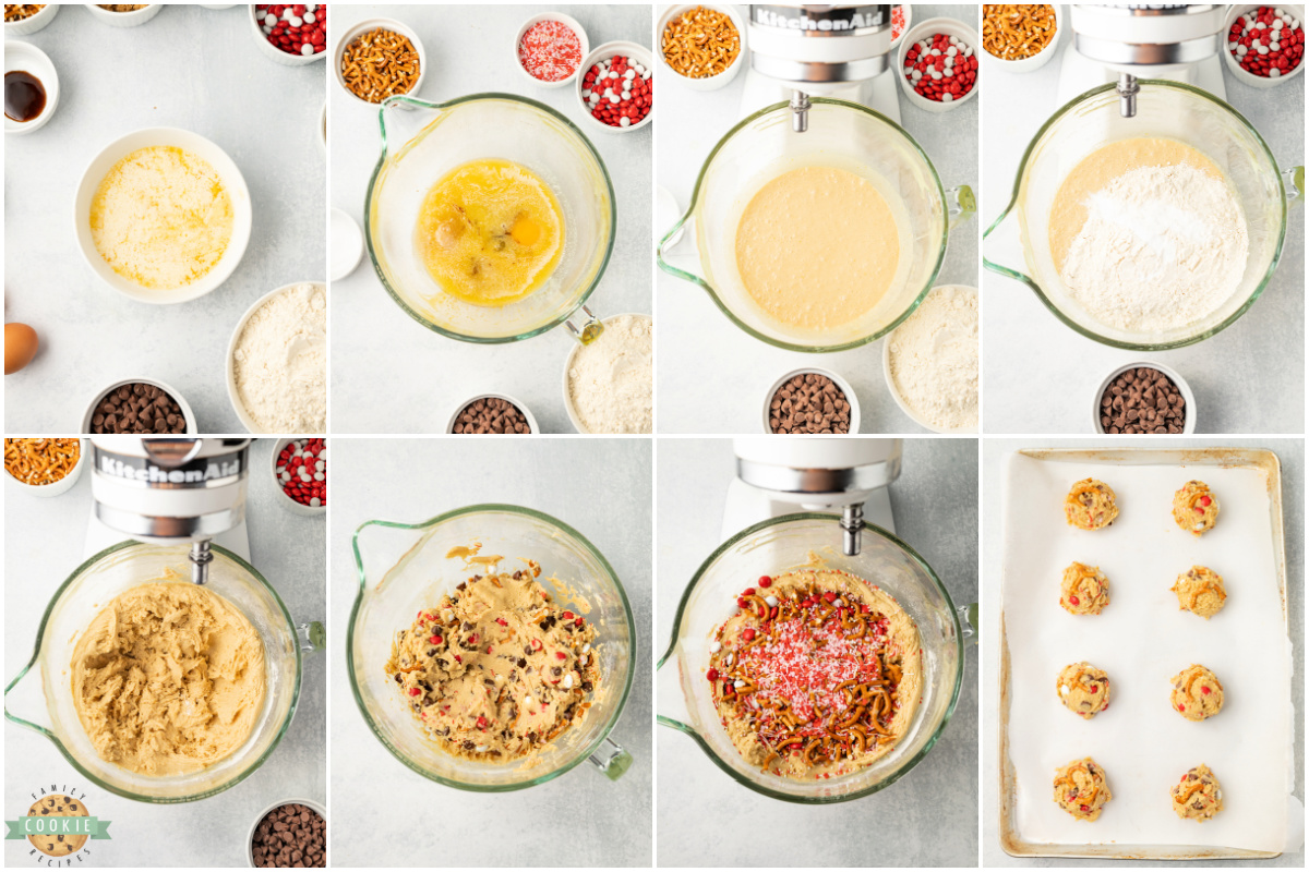 Step by step instructions on how to make Valentine's Kitchen Sink Cookies recipe.