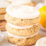 stacked frosted lemon poppy seed cookies