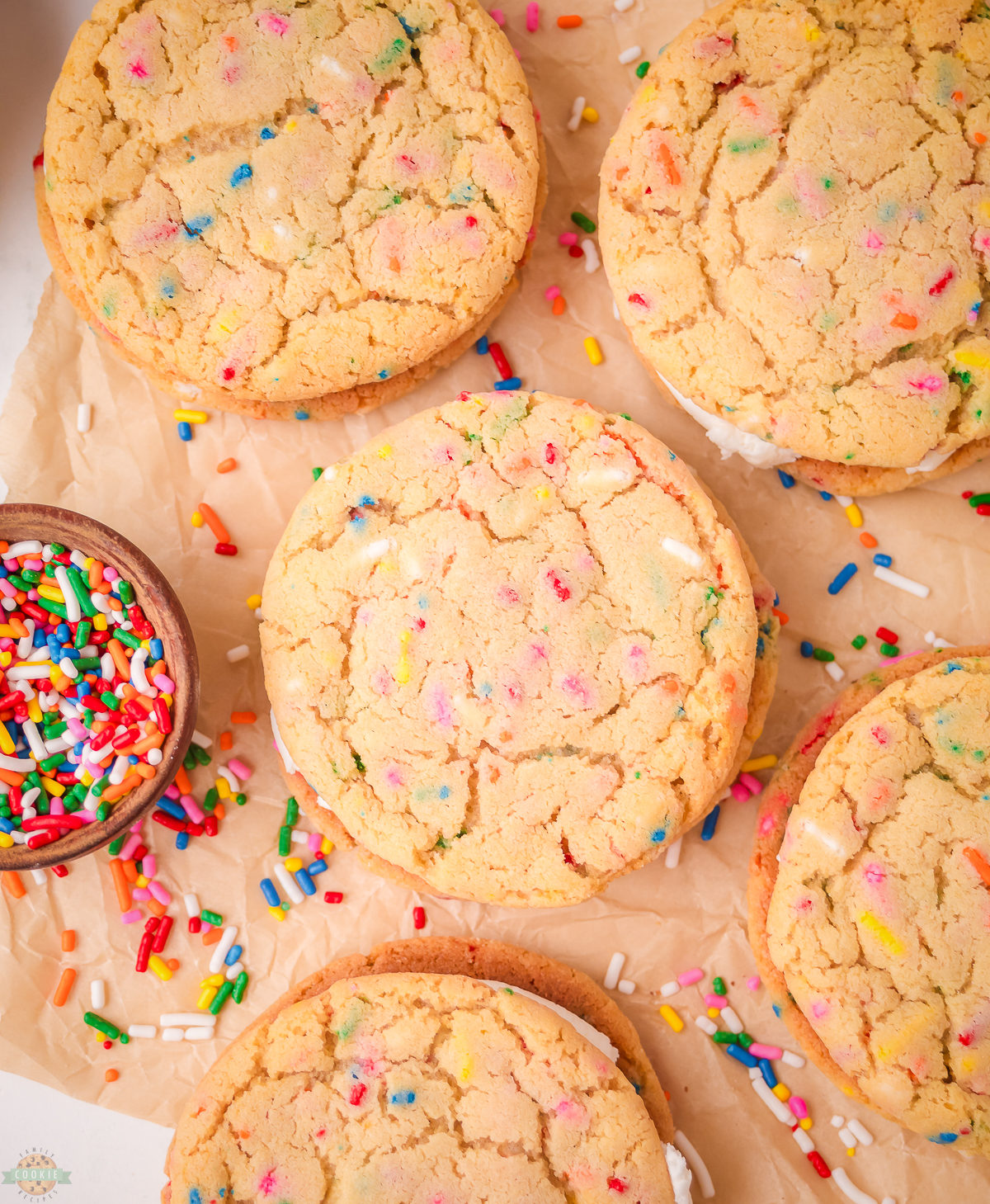 sprinkle cookie sandwiches
