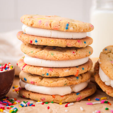 stack of funfetti sandwich cookies