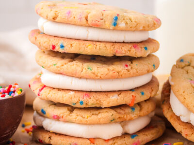 stack of funfetti sandwich cookies
