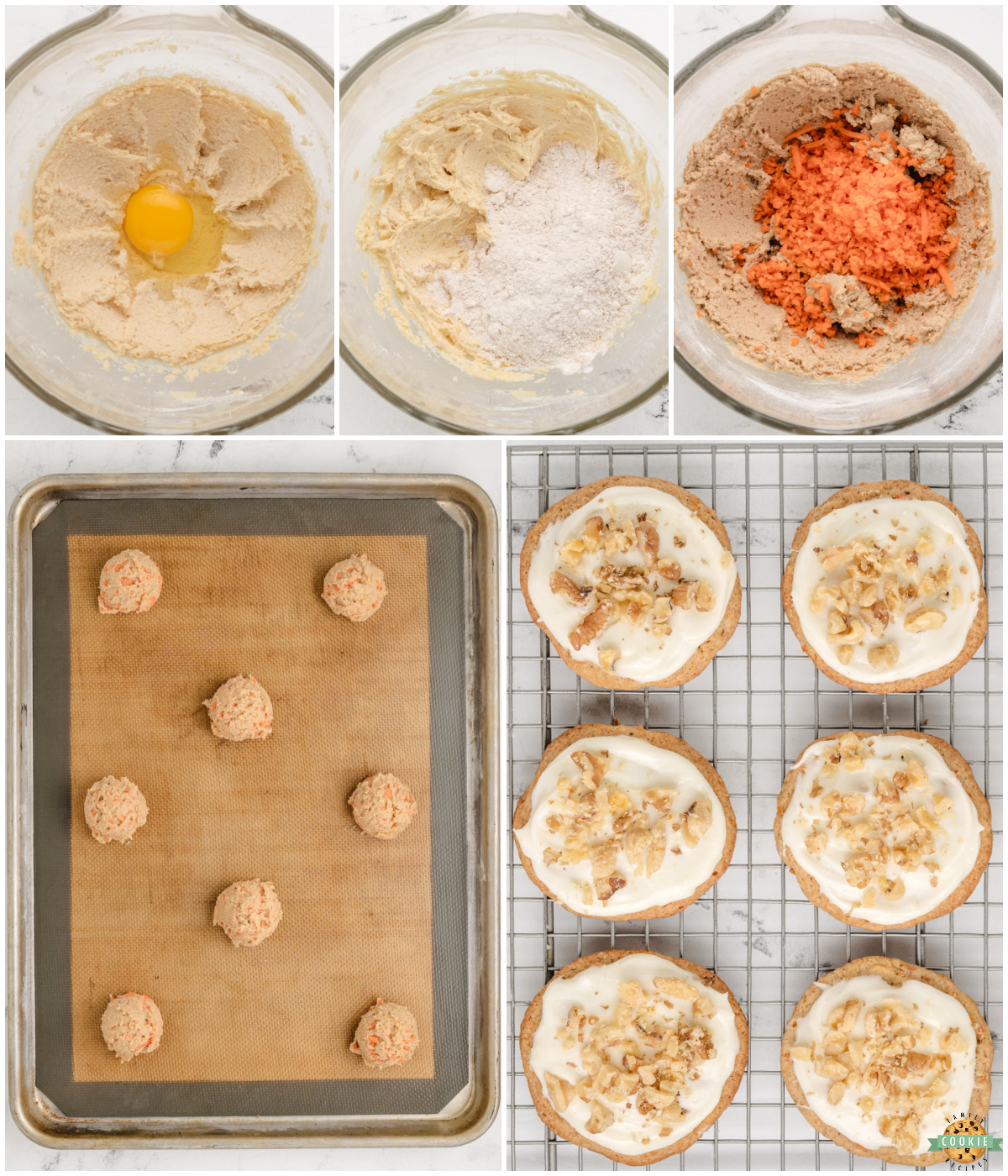 Making Carrot Cake Cookies with fresh carrot