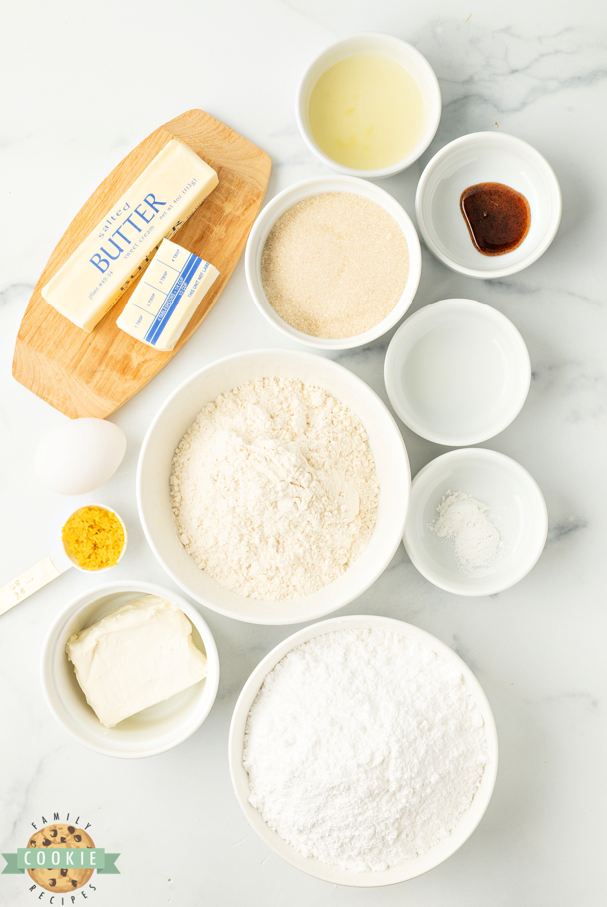 Ingredients in Lemon Cookie Bars. 