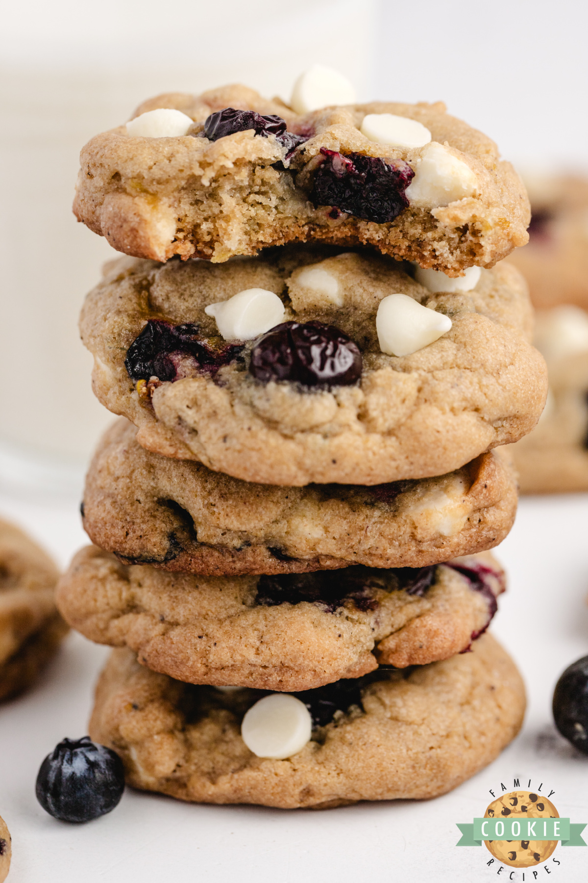 Brown butter blueberry cookies recipe with white chocolate chips and fresh blueberries for a perfect spring treat.