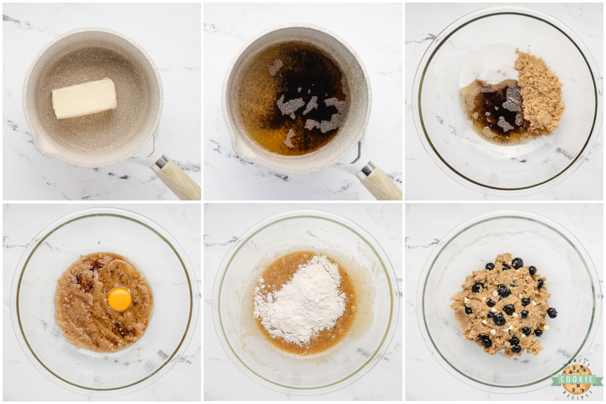 Step by step instructions on how to make Brown Butter Blueberry Cookies.