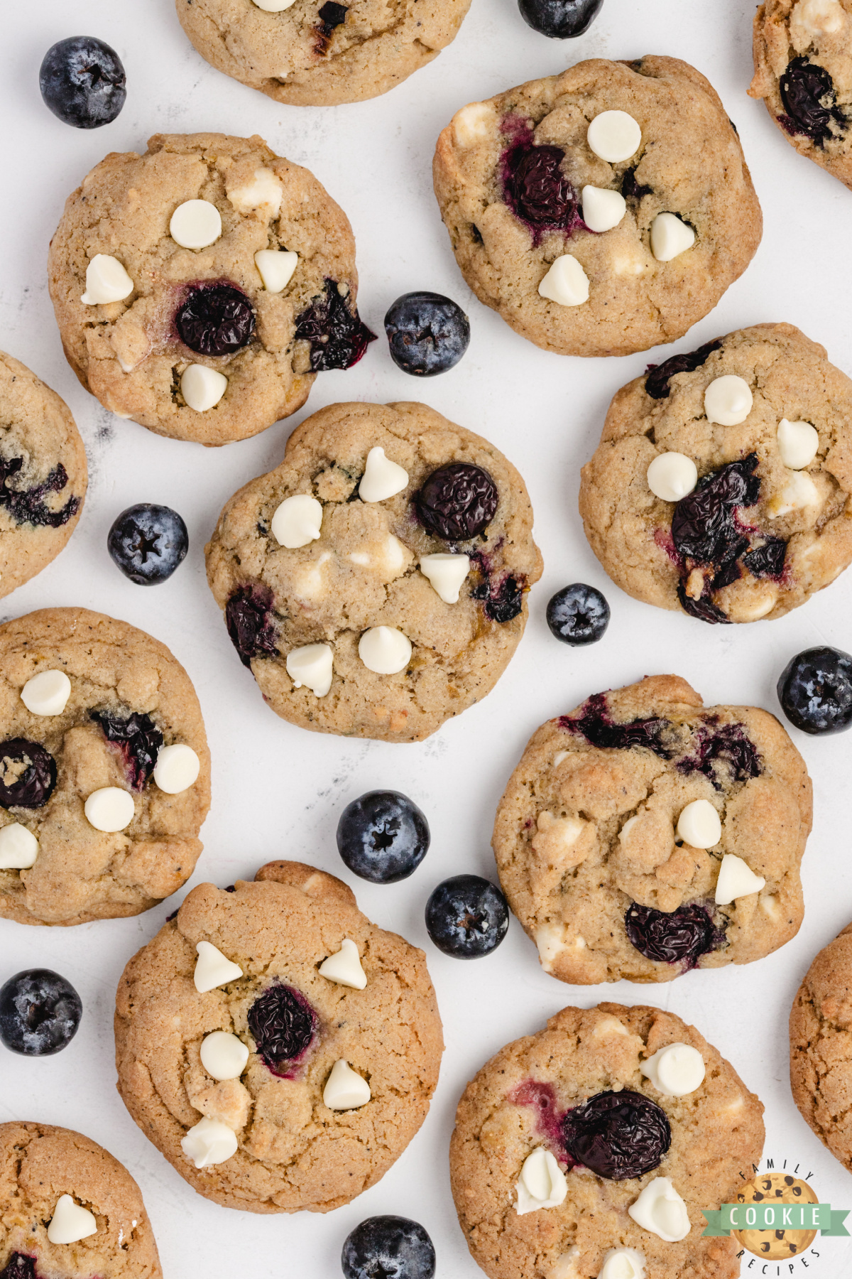 Brown butter blueberry cookies recipe with white chocolate chips and fresh blueberries for a perfect spring treat.