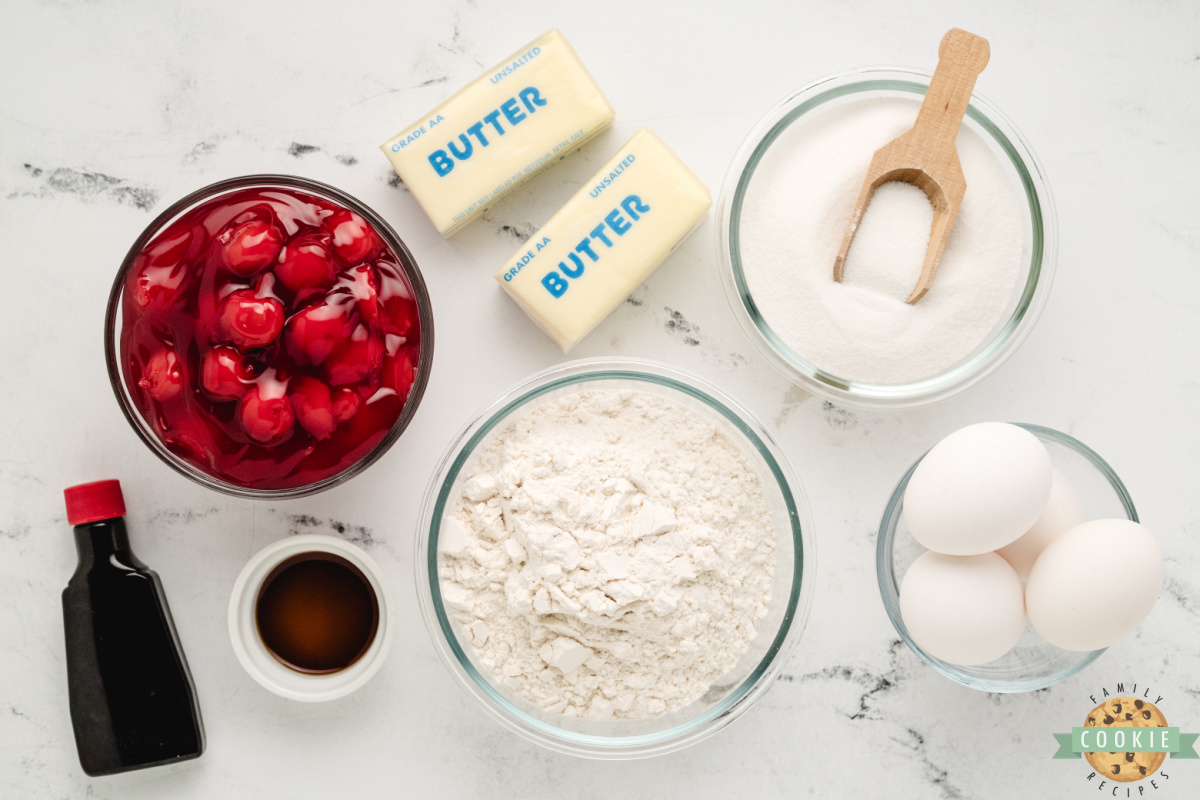 Ingredients in Cherry Pie Cookie Bars recipe.