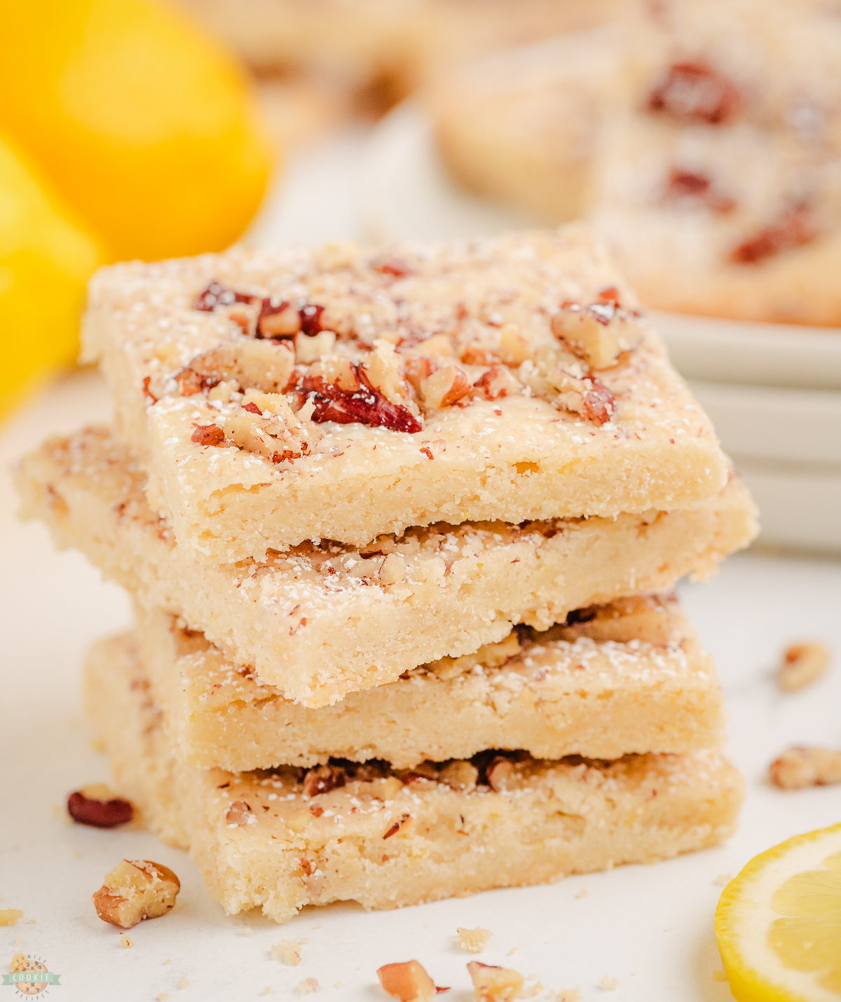 lemon shortbread bars with pecans