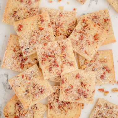 lemon pecan shortbread cut into bars