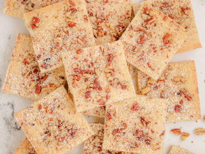 lemon pecan shortbread cut into bars