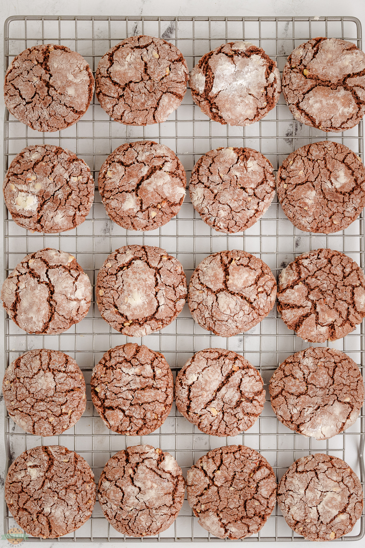 Nutella Crinkle Cookies on a cooling rack