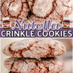 These Nutella Crinkle Cookies are chewy, fudgy, & packed with toasted hazelnuts & fantastic Nutella flavor! Rolled in powdered sugar for that classic crinkle look, all ready in under an hour.