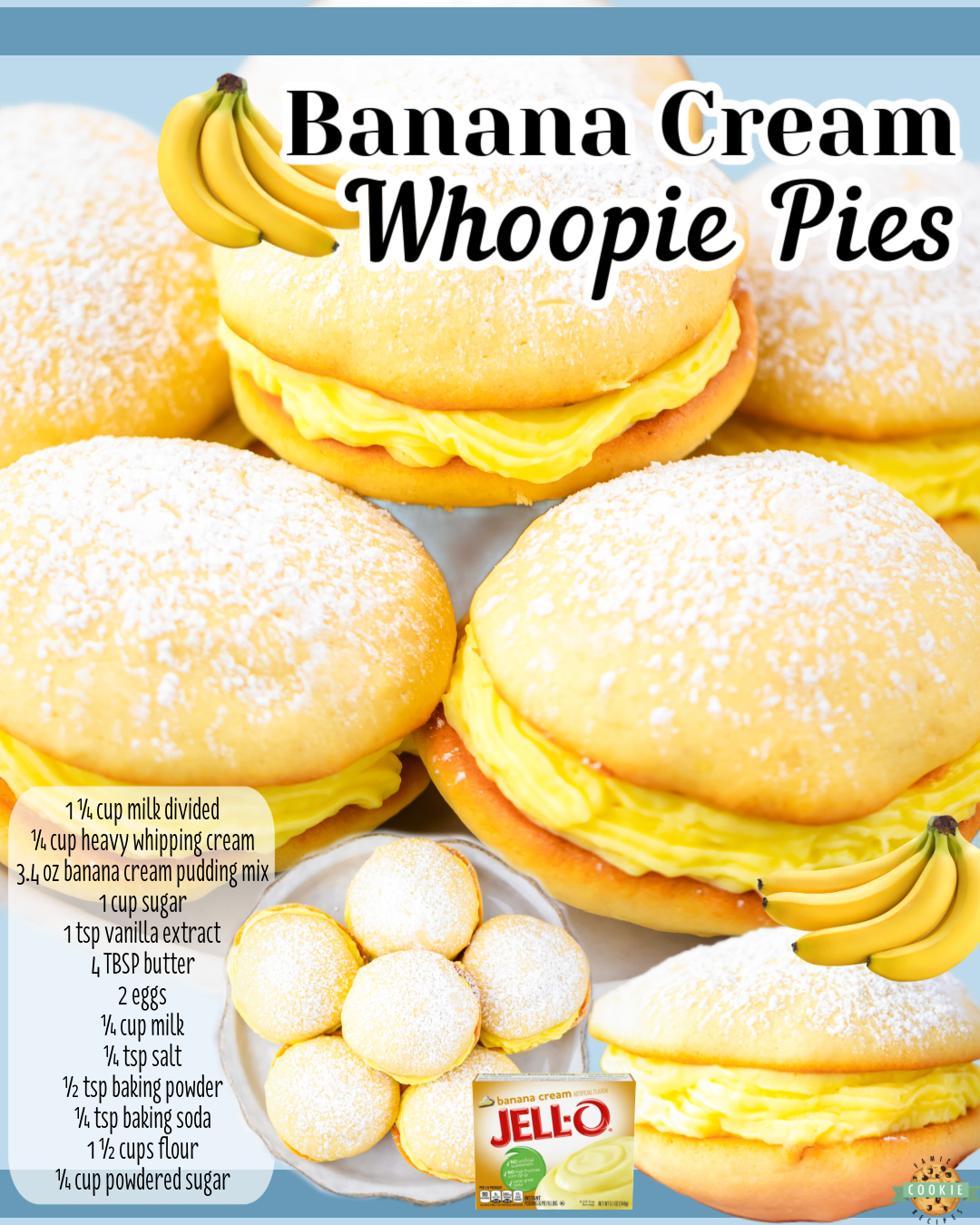 Banana Pudding Whoopie Pies turn a Southern classic into a handheld treat with soft, cake-like cookies and a rich, creamy banana pudding filling. Each bite is fluffy, sweet, and full of nostalgic banana flavor.