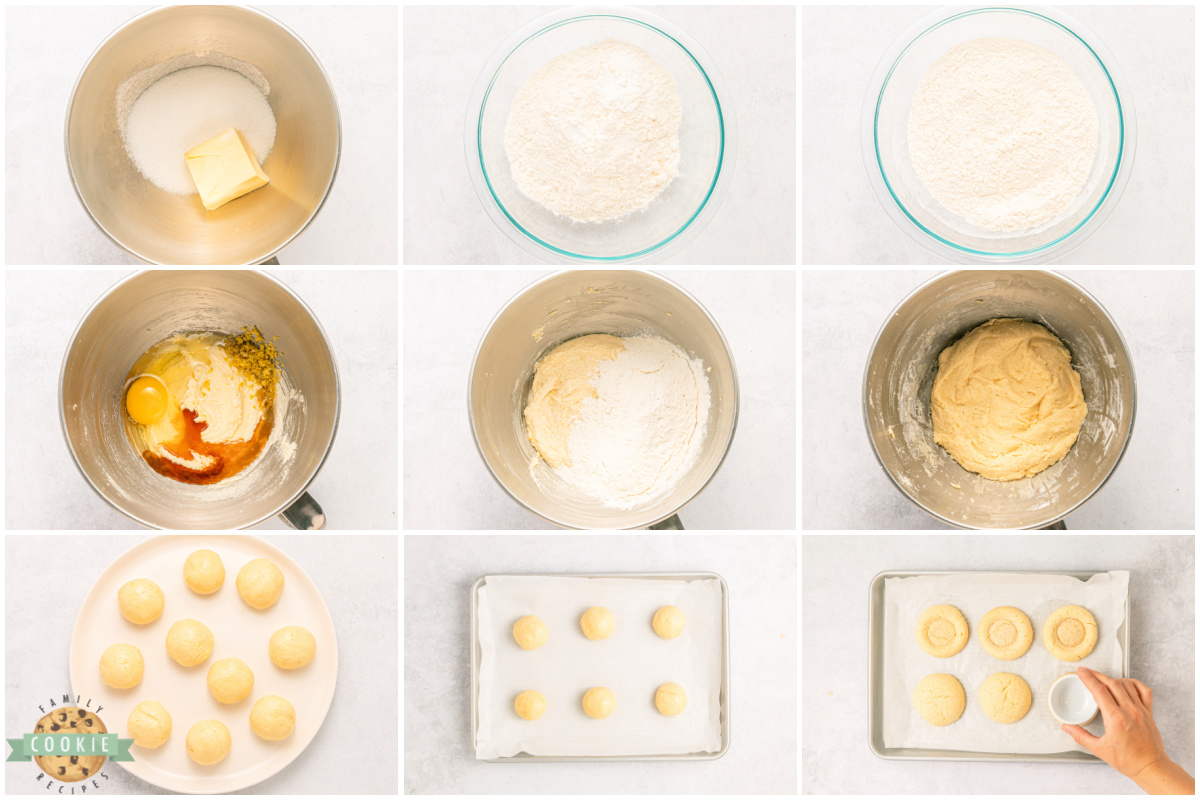 Step by step instructions on how to make the cookie base of the lemon meringue pie cookies.