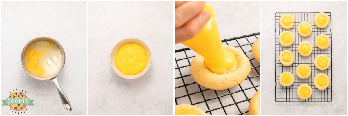 how to make the lemon curd filling for the cookies.