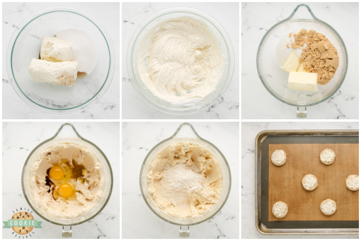 Step by step instructions on how to make Lemon Cheesecake Cookies.