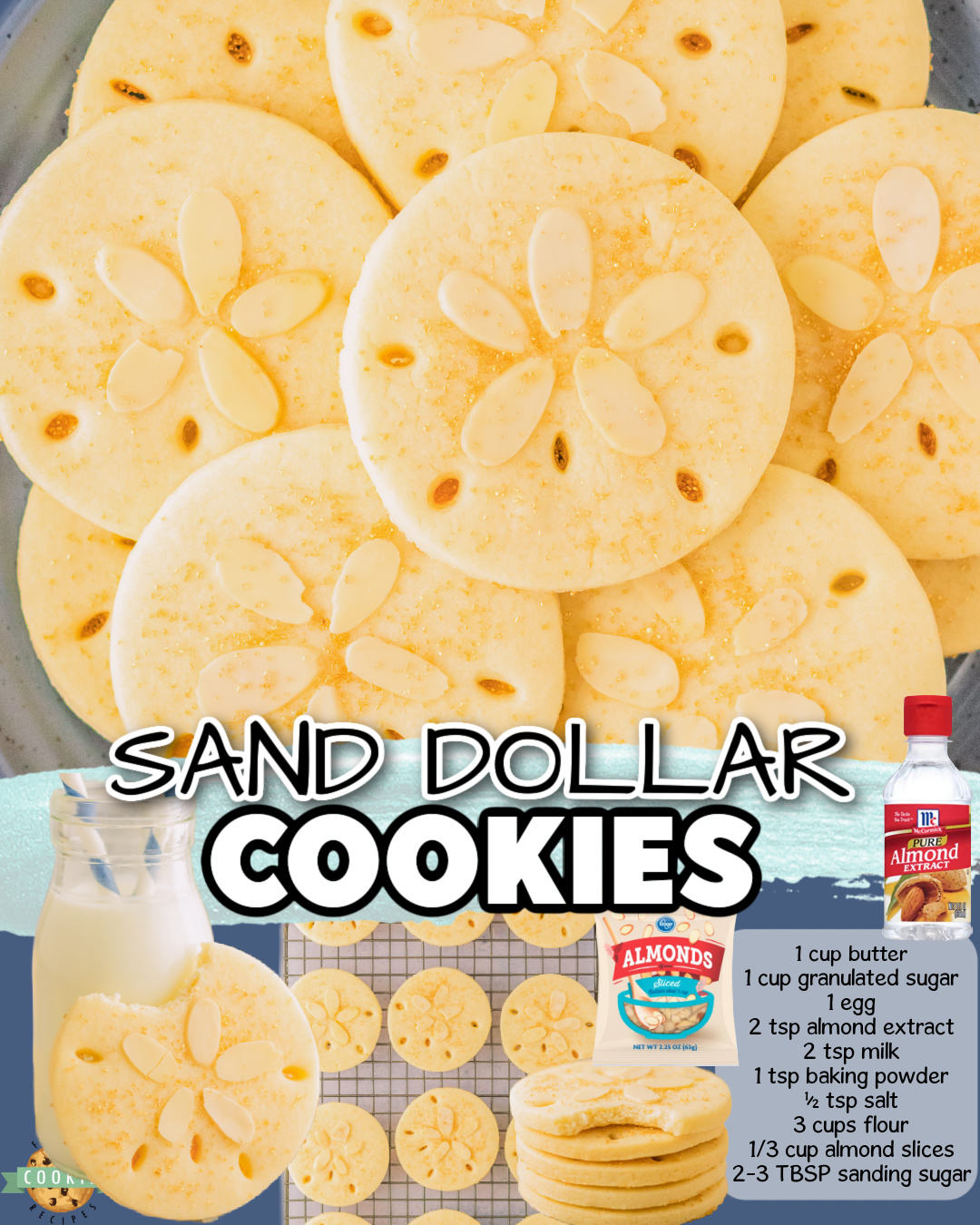 These sand dollar cookies look like tiny edible seashells—soft, delicate, and almost too pretty to eat. Made with a buttery almond sugar cookie base, they bring a subtle coastal vibe and a sweet, nostalgic flavor in every bite.